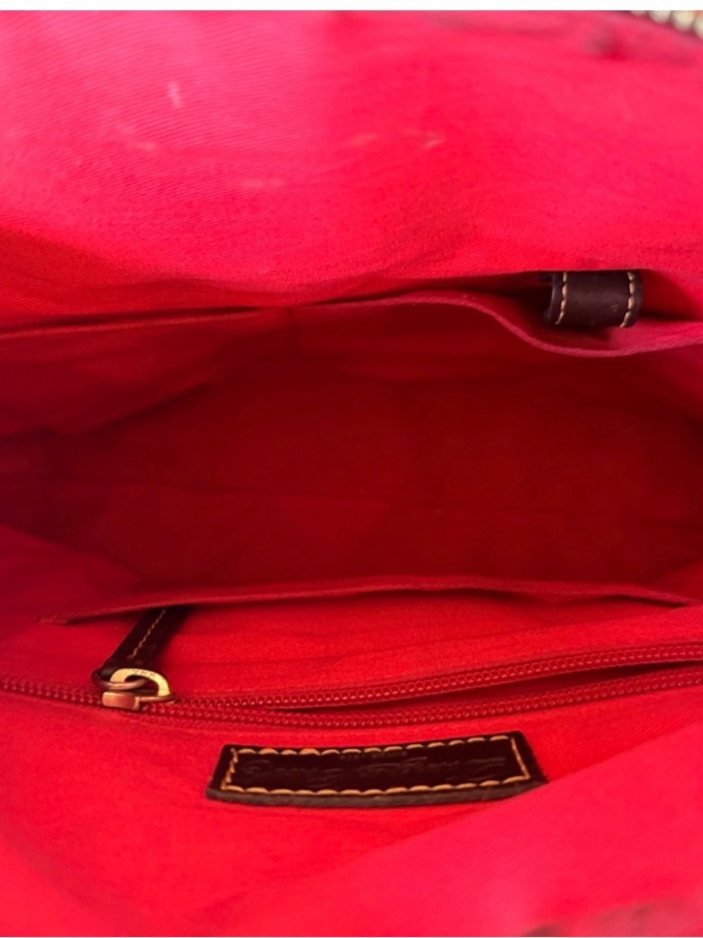Dooney & Bourke Bright Pink Tote with Brown Leather Trim - Picture 15 of 16